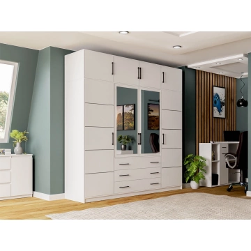 Kleiderschrank Lily 240 mit Spiegel + Schrankaufsatz