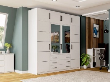 Kleiderschrank Lily 240 mit Spiegel + Schrankaufsatz