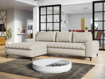 Ecksofa Novnia mit Bettkasten und Schlaffunktion