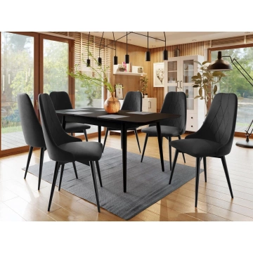 Essgruppe 02: Tisch Vidariko 140x80 + Stühle Frigene 06 (7-teilig)
