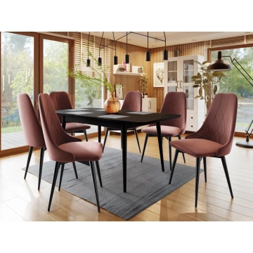 Essgruppe 02: Tisch Vidariko 140x80 + Stühle Frigene 06 (7-teilig)