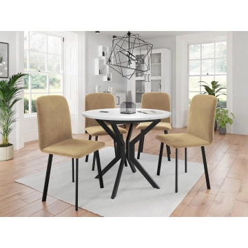 Essgruppe: Tisch Kirtore M 90 + Stühle Lekoz (5-teilig)