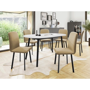 Essgruppe: Tisch Zerimo S 150x80 + Stühle Lekoz (7-teilig)