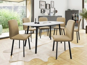 Essgruppe: Tisch Zerimo S 150x80 + Stühle Lekoz (7-teilig)