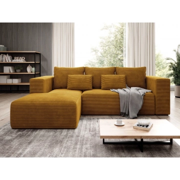 Ecksofa Zozolia Cord mit Schlaffunktion und Bettkasten