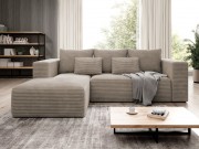 Ecksofa Zozolia Cord mit Schlaffunktion und Bettkasten