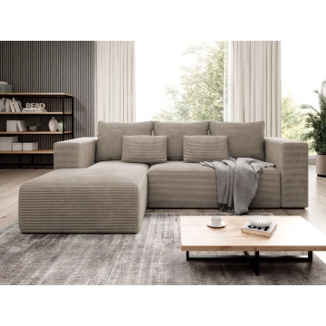 Ecksofa Zozolia Cord mit Schlaffunktion und Bettkasten