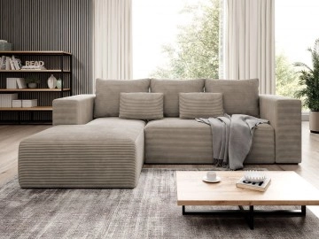 Ecksofa Zozolia Cord mit Schlaffunktion und Bettkasten