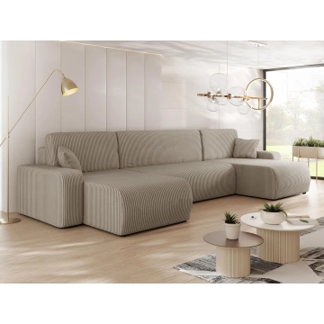 Wohnlandschaft Easton U Cord mit Bettkasten und Schlaffunktion