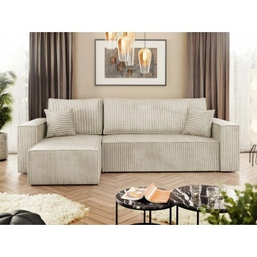 Ecksofa Kasjusz Cord mit Bettkasten und Schlaffunktion