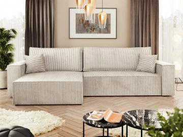 Ecksofa Kasjusz Maxi Cord mit Bettkasten und Schlaffunktion