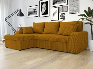 Ecksofa Dalmir Cord mit Schlaffunktion und zwei Bettkästen
