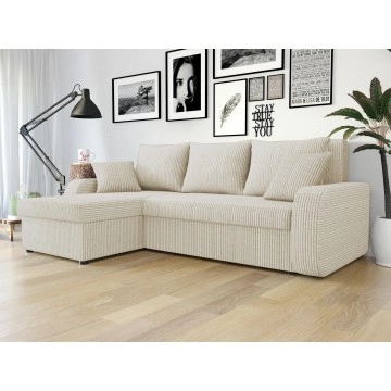 Ecksofa Dalmir Cord mit Schlaffunktion und zwei Bettkästen