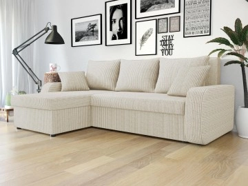 Ecksofa Dalmir Cord mit Schlaffunktion und zwei Bettkästen