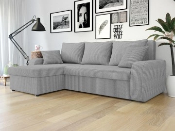 Ecksofa Dalmir Cord mit Schlaffunktion und zwei Bettkästen