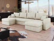 Ecksofa Dalmir U Cord mit Schlaffunktion und drei Bettkasten