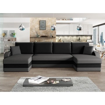 Ecksofa Dalmir U mit Schlaffunktion und drei Bettkasten