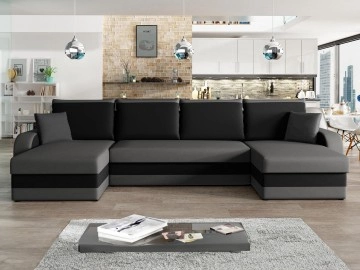 Ecksofa Dalmir U mit Schlaffunktion und drei Bettkasten