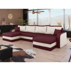 Ecksofa Dalmir U mit Schlaffunktion und drei Bettkasten