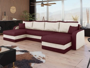 Ecksofa Dalmir U mit Schlaffunktion und drei Bettkasten