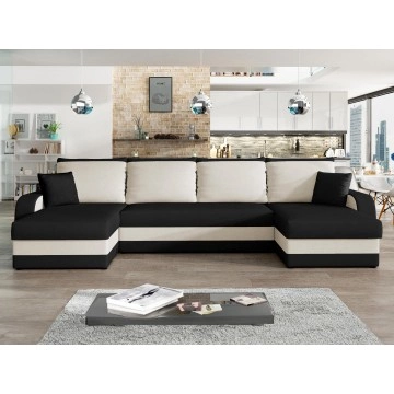 Ecksofa Dalmir U mit Schlaffunktion und drei Bettkasten