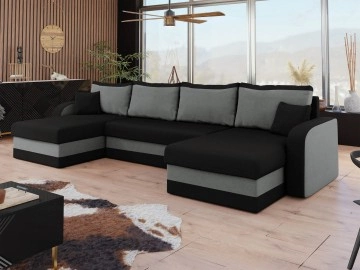 Ecksofa Dalmir U Lux mit Schlaffunktion und drei Bettkästen