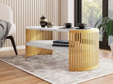 Couchtisch oval Zinzit Gold I