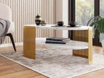 Couchtisch oval Zinzit Gold II