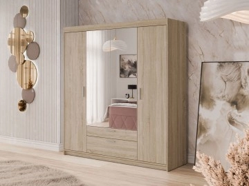 Kleiderschrank 4 türig mit Spiegel Melen 4D2S