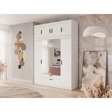 Kleiderschrank Melen 4D2S mit Spiegel + Schrankaufsatz