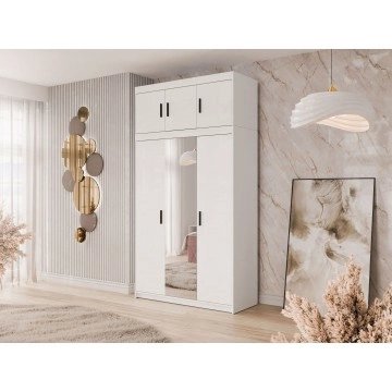 Kleiderschrank 3 türig  Melen 3D mit Spiegel + Schrankaufsatz
