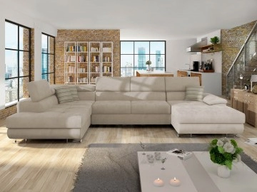Wohnlandschaft U-Form Alvin Bis mit Schlaffunktion und Bettkasten