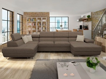 Wohnlandschaft U-Form Alvin Bis mit Schlaffunktion und Bettkasten