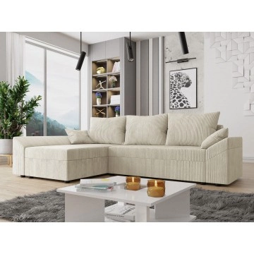 Ecksofa Peltata Cord mit Schlaffunktion und Bettkasten