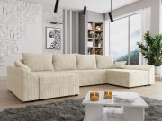 Ecksofa Peltata U Cord mit Schlaffunktion und Bettkasten