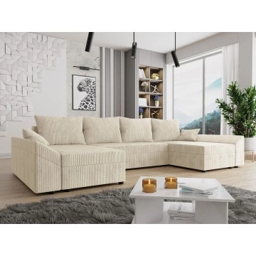 Ecksofa Peltata U Cord mit Schlaffunktion und Bettkasten