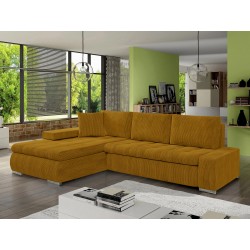 Ecksofa Herkules Mini Cord mit Bettkasten und Schlaffunktion