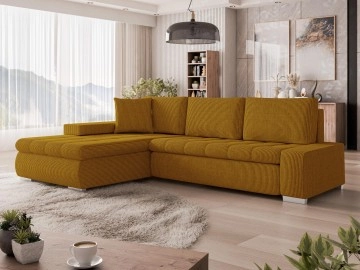 Ecksofa Herkules Mini Cord mit Bettkasten und Schlaffunktion