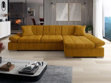 Ecksofa Laviva Cord mit Bettkasten und Schlaffunktion