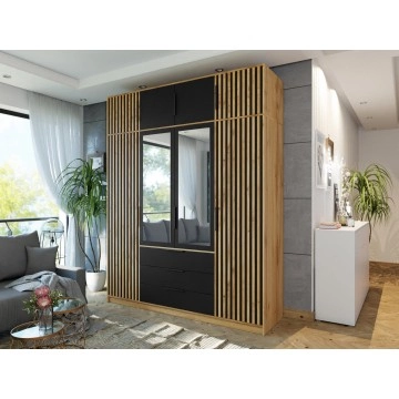 Kleiderschrank Lily Lux D4 mit Spiegel + Schrankaufsatz