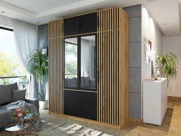 Kleiderschrank Lily Lux D4 mit Spiegel + Schrankaufsatz