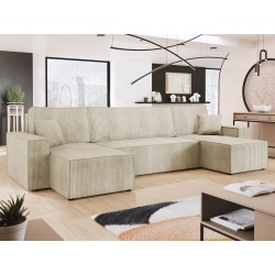 Miniaturbild von Wohnlandschaft Kasjusz U Cord mit Bettkasten und Schlaffunktion