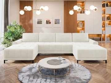 Wohnlandschaft U-Form Bonezi XL mit Bettkasten und Schlaffunktion