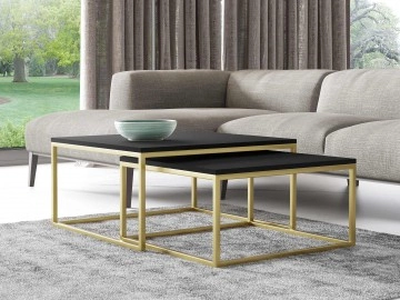 Im Set zwei Couchtische Mirlik Gold
