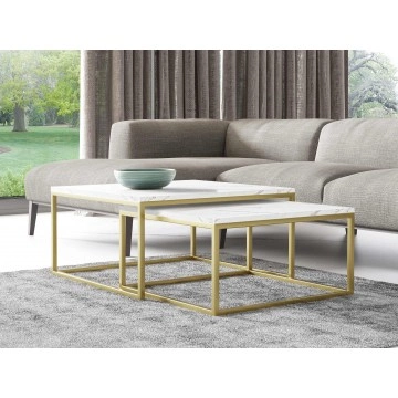 Im Set zwei Couchtische Mirlik Gold