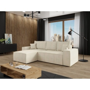 Ecksofa Maryn L Cord mit Bettkasten und Schlaffunktion