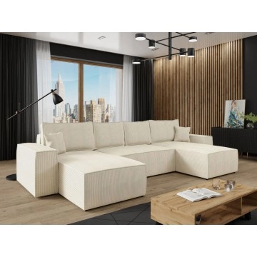 Wohnlandschaft Maryn U Cord mit Bettkasten und Schlaffunktion