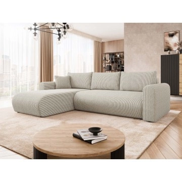 Ecksofa Wousia Cord mit Schlaffunktion und Bettkasten
