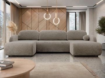 Wohnlandschaft Wogiru U mit Bettkasten und Schlaffunktion