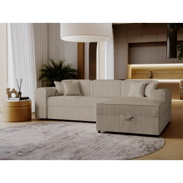 Ecksofa Sokoz L Cord mit Bettkasten und Schlaffunktion